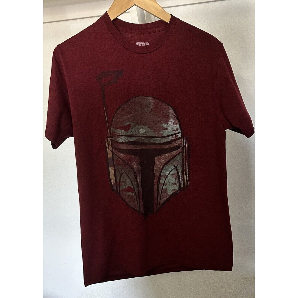Star Wars Mandalorian Helmet T-shirt Mens M Deep Red